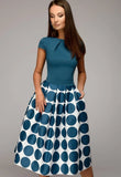polka dot round neck short sleeves casual print dress