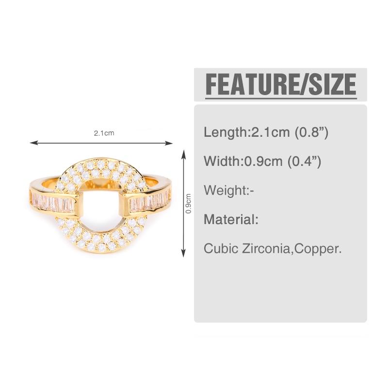 rhinestone encrusted lucky circle with cubic zirconia ring