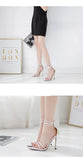 sequined cloth cross tied strap peep toe heeled sandals