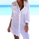 button down with front pockets perspective long sleeve cover up
