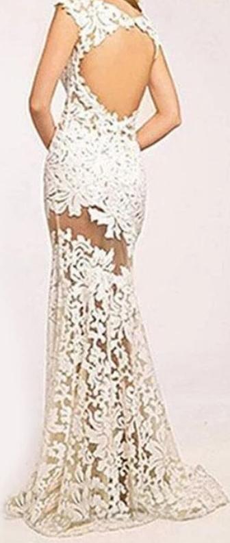 floral lace transparent v neck sleeveless hollow back maxi dress