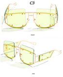 gradient rivet alloy luxury square sunglasses