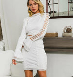 lace two piece flare sleeve elegant bodycon dresses