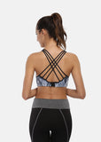 geometric v neck sleeveless strappy backcross sports bra