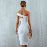asymmetrical one shoulder sleeveless bodycon dress