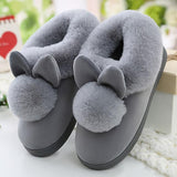 rabbit ears furry plush velvet round toe slipper