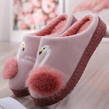 flamingo non slip soft fur plush house slippers