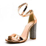 twist buckle strap thick square high heeled sandals