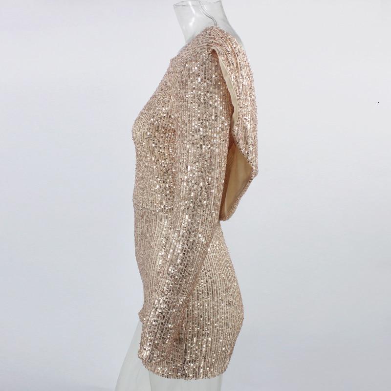 draped back sparkly o neck long sleeve sequins romper