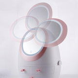 usb rechargeable makeup organizer with led light waterproof mirror