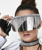rhinestone oversized mirror big frame mask diamond visor sunglasses