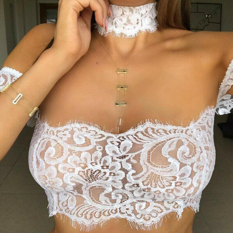 floral lace see through crop top