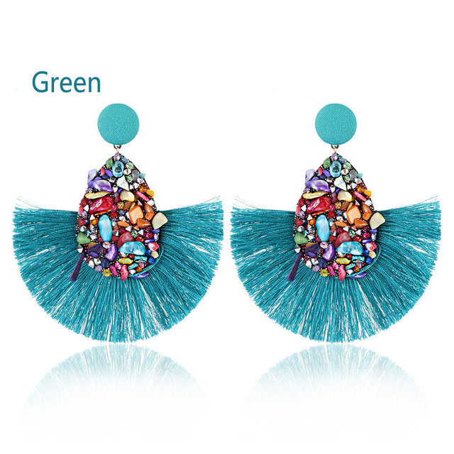 bohemian tassel colorful dangle earrings