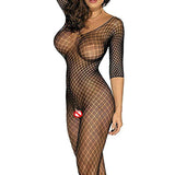 fishnet see through o neck open crotch teddy lingerie