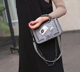 luxury pu leather patchwork chains flap crossbody bag