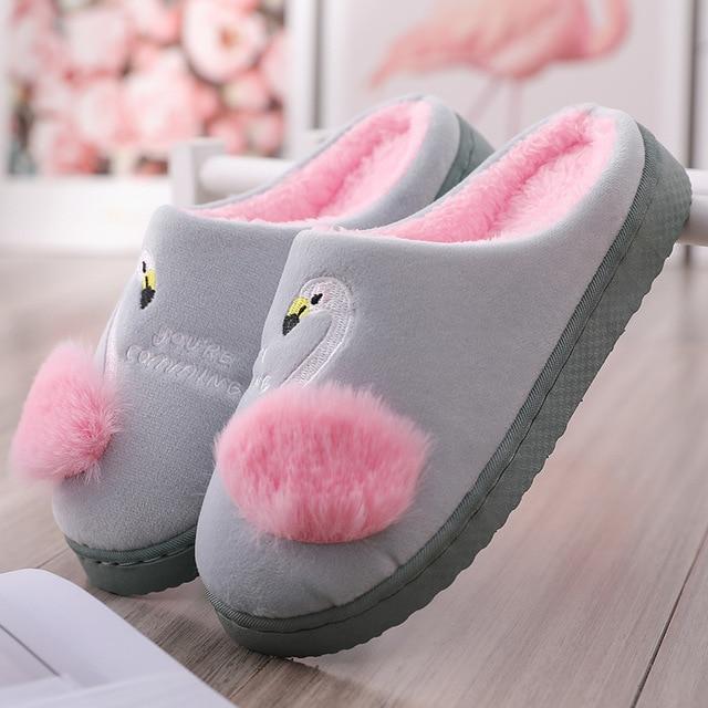 animal faux fur non slip soft slippers