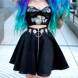 a line punk ring zipper high waist skirt