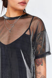 holographic see through short sleeve round neck t shirt