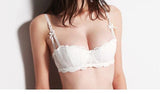 embroidered floral lace thin half cup push up bra lingerie