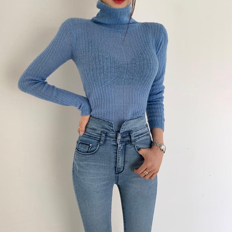 turtleneck long sleeve pullover knitted sweater