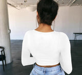 square neck long sleeve crop top