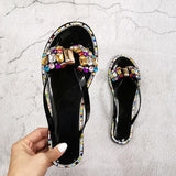 big diamond flash drilling colored crystal flat outdoor slippers