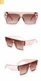 oversized vintage big frame flat top clear square sunglasses