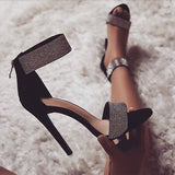 luxury full rhinestone bling crystal high heeled sandals