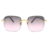 vintage rimless oversized luxury gradient square sunglasses
