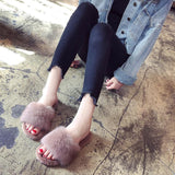 plush fur slide flip flop slipper
