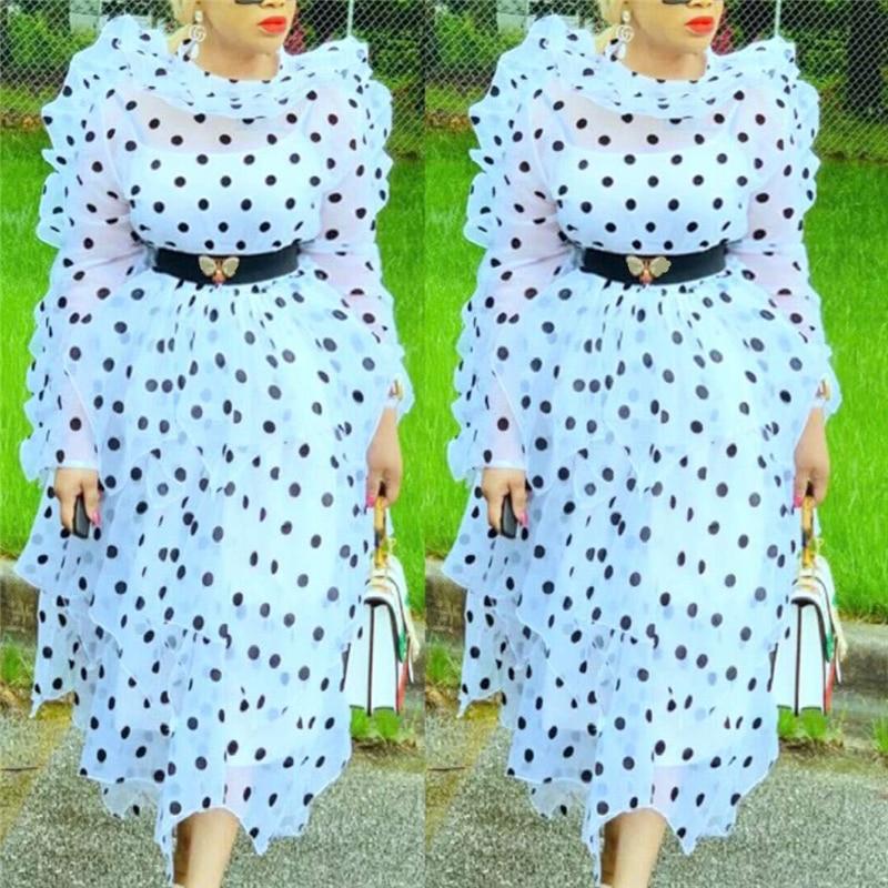 polka dot ruffles thin transparent elegant tutu two piece top and skirt set