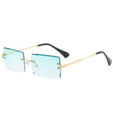 metal alloy square rimless gradient small square sunglasses