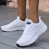 lightweight mesh breathable lace up flat sneakers