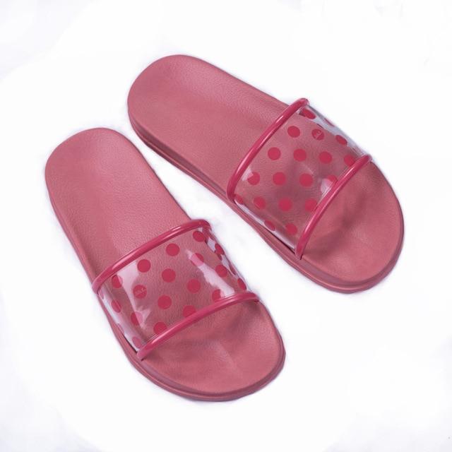 polka dot transparent open toe flip flop slip on sandal