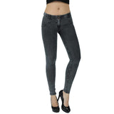stretch skinny mid rise denim shapewear jeans