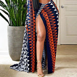 colorblock cloak design cutout high slit maxi dress