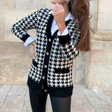 button black hounds tooth cardigan