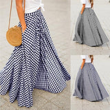 vintage plaid check long skirt