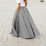 vintage plaid check long skirt