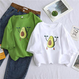 avocado exercise print short sleeved loose t shirt