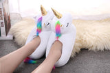 cute cartoon plush unicorn indoor fur slide slipper sandal