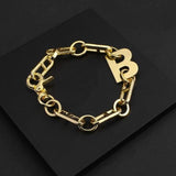 metal letter b thick link chain bracelet