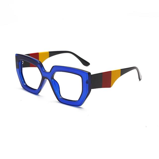 three color frame polygonal eyeglass