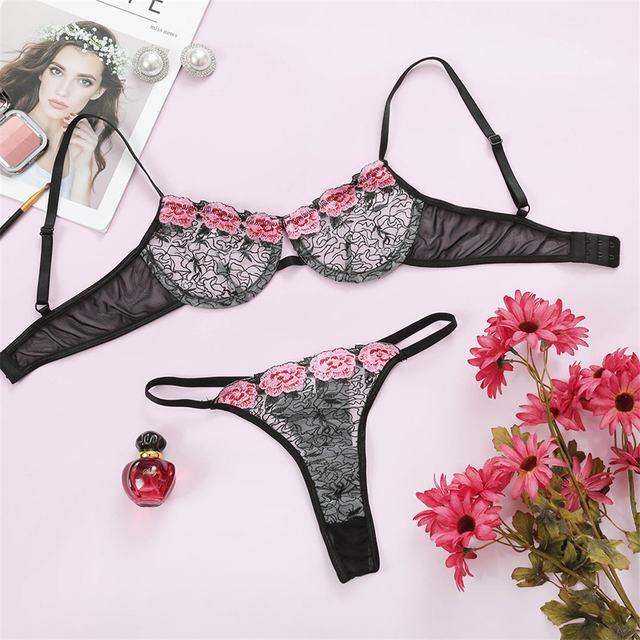 shapely floral lace bra panty lingerie