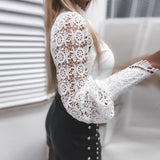 button lace petal sleeve blouse