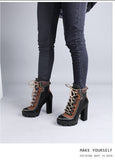 round toe lace up ankle boots