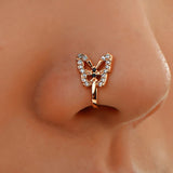 crystal butterfly fake nose ring