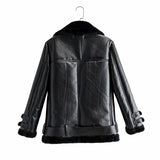 faux leather thick coat