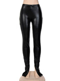 faux leather butt hollow out skinny pants