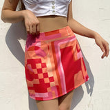 rich colors plaid high waist mini skirt